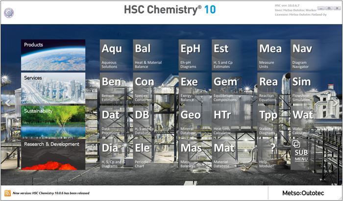 HSC Chemistry 软件界面
